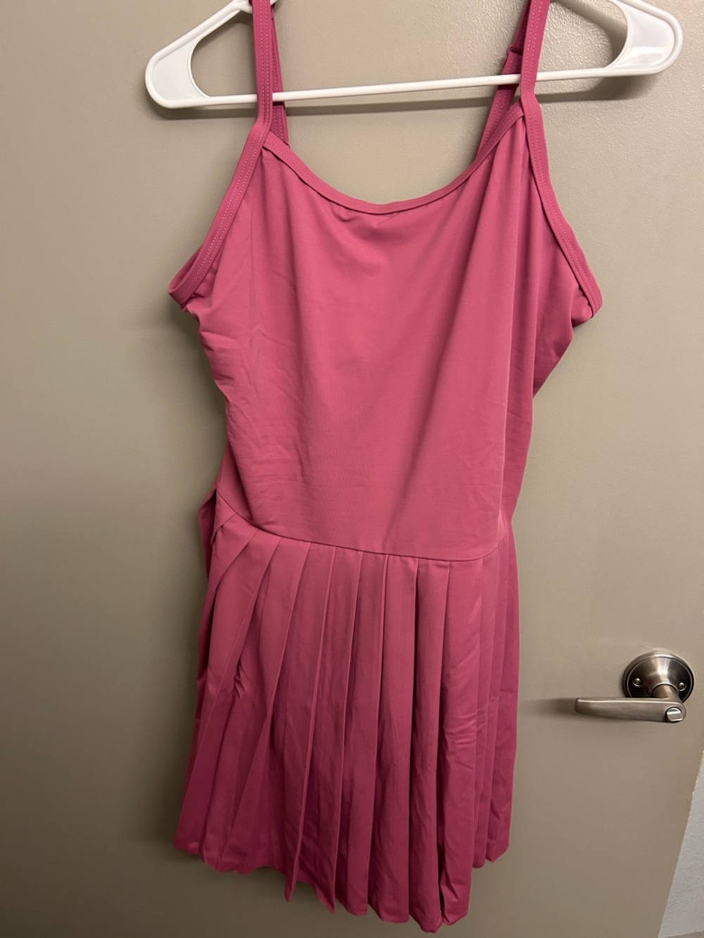 balera Pink Pleated Skater Dress with Spaghetti Straps for dance